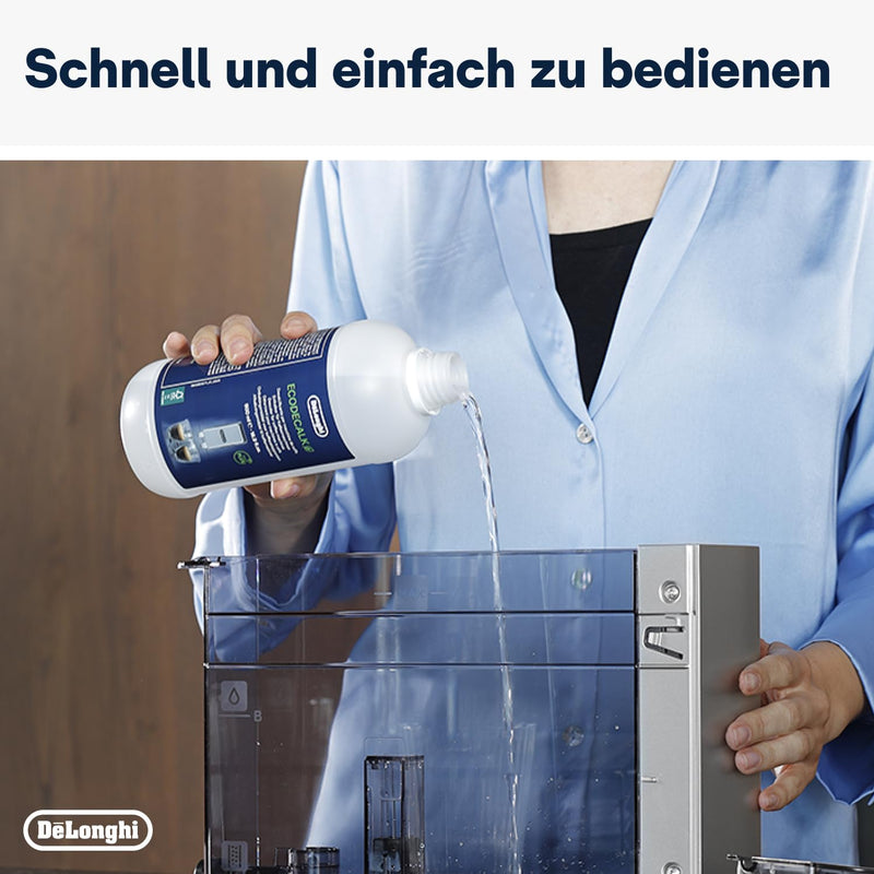 De'Longhi Original EcoDecalk DLSC 500 – Entkalker für Kaffeemaschinen & Kaffeevollautomaten, Universal Kalklöser für 5 Entkalkungsvorgänge, 500 ml, Weiß