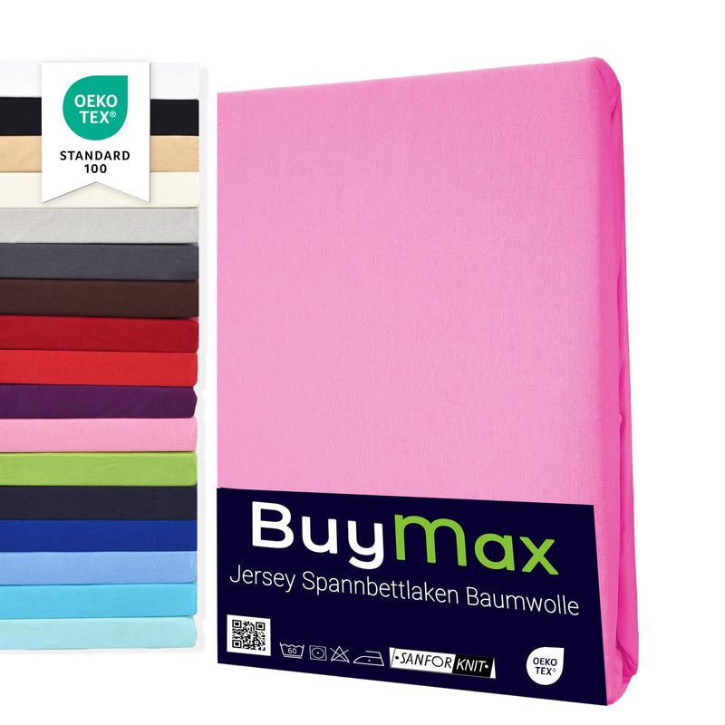 Buymax Spannbettlaken 140x200cm Baumwolle 100% Spannbetttuch Bettlaken Jersey, Matratzenhöhe bis 25 cm, Farbe Anthrazit-Grau ÖKO TEX Standard