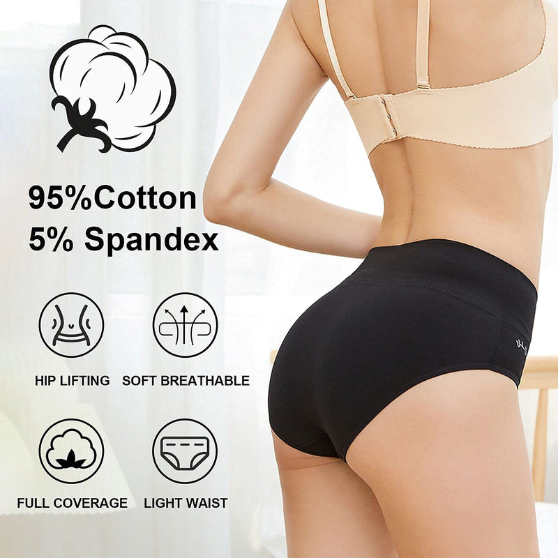 anqier Unterhosen Damen, 5er Pack Stretch Baumwolle Hohe Taille Slips Damen Atmungsaktiv Panties Weich Frauen Unterwäsche