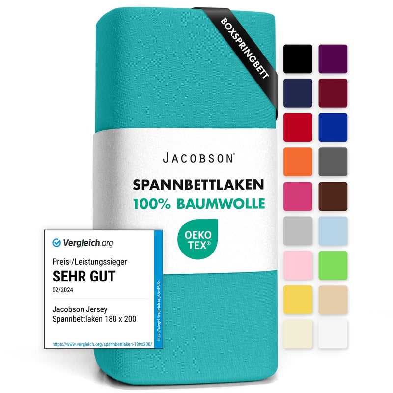 Jacobson Jersey Spannbettlaken Spannbetttuch Baumwolle Bettlaken (180x200-200x200 cm, Grau)