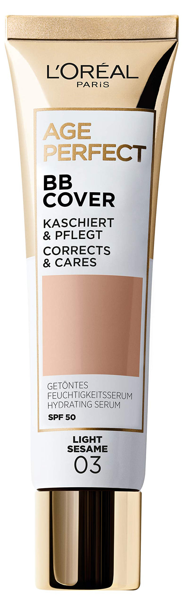 L'Oréal Paris Getöntes Feuchtigkeitsserum Age Perfect BB Cover 03 Light Sesame, 1 Stück