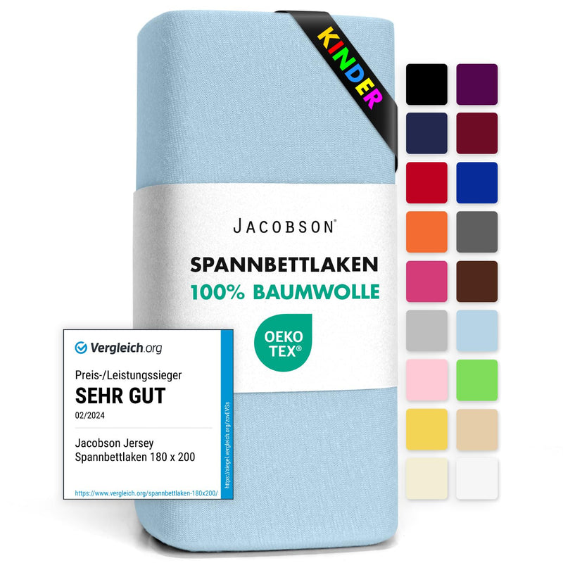 Jacobson Jersey Spannbettlaken Spannbetttuch Baumwolle Bettlaken (180x200-200x200 cm, Grau)