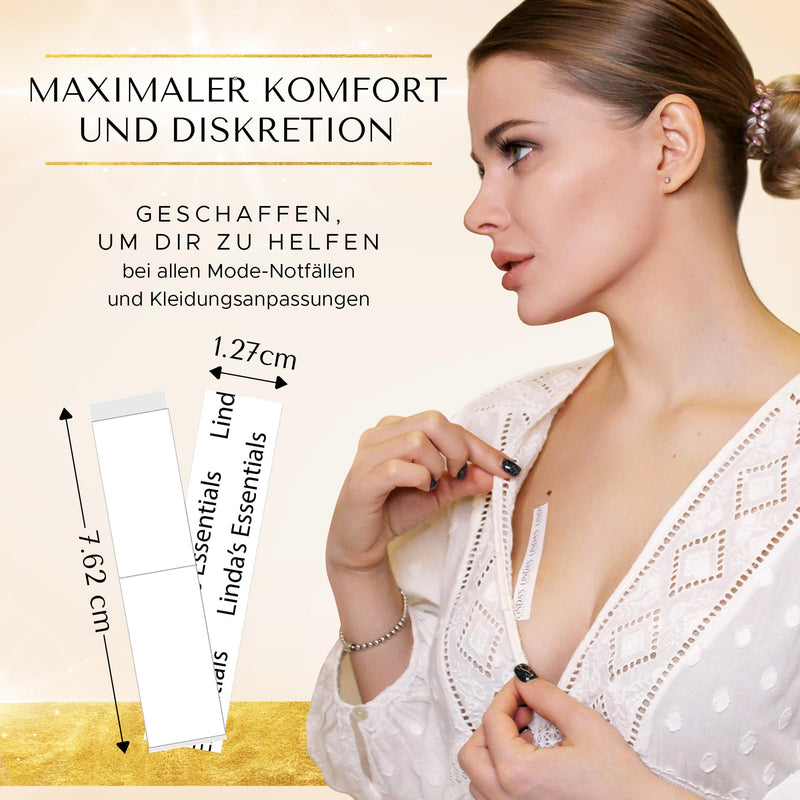 Linda's Essentials Fashion Tape doppelseitiges Klebeband für Körper und Kleidung, transparentes Body Tape, geeignet für alle Stoffarten und empfindliche Haut, selbstklebend mit starkem Halt,