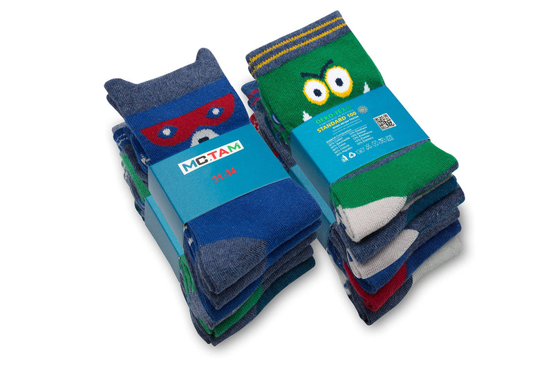 MC.TAM Jungen Mädchen Herren Damen Kinder Unisex Bunte Socken 12 Paar 90% Baumwolle