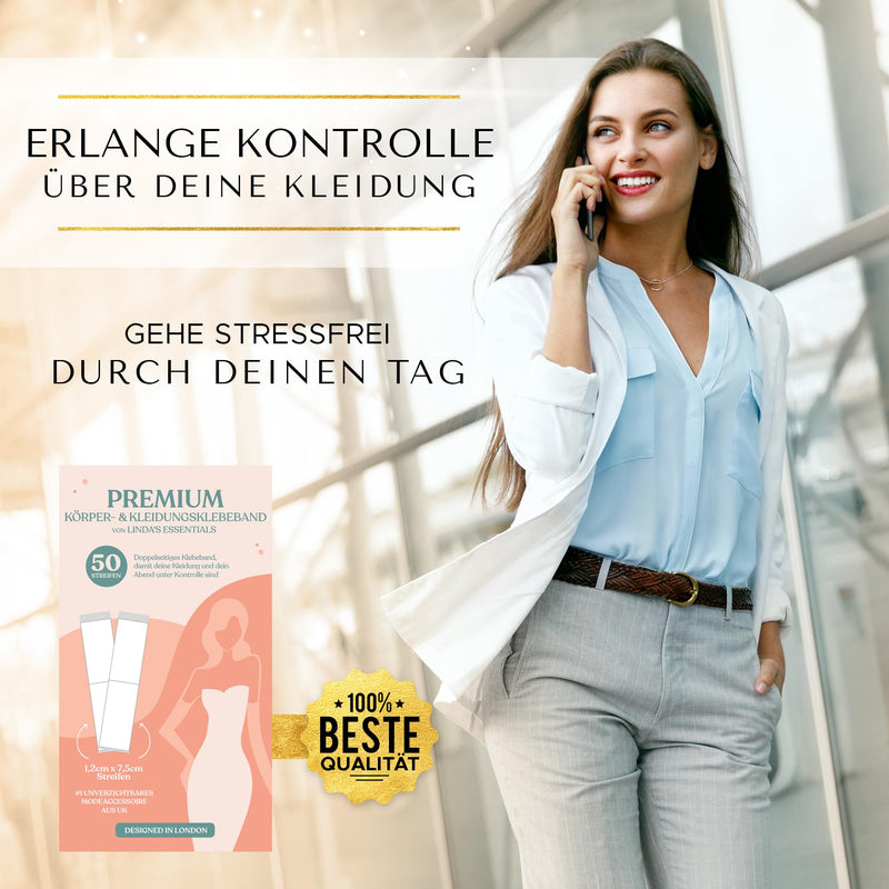 Linda's Essentials Fashion Tape doppelseitiges Klebeband für Körper und Kleidung, transparentes Body Tape, geeignet für alle Stoffarten und empfindliche Haut, selbstklebend mit starkem Halt,