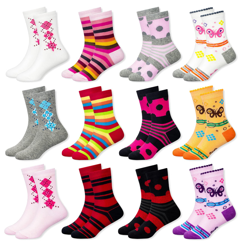 MC.TAM Jungen Mädchen Herren Damen Kinder Unisex Bunte Socken 12 Paar 90% Baumwolle