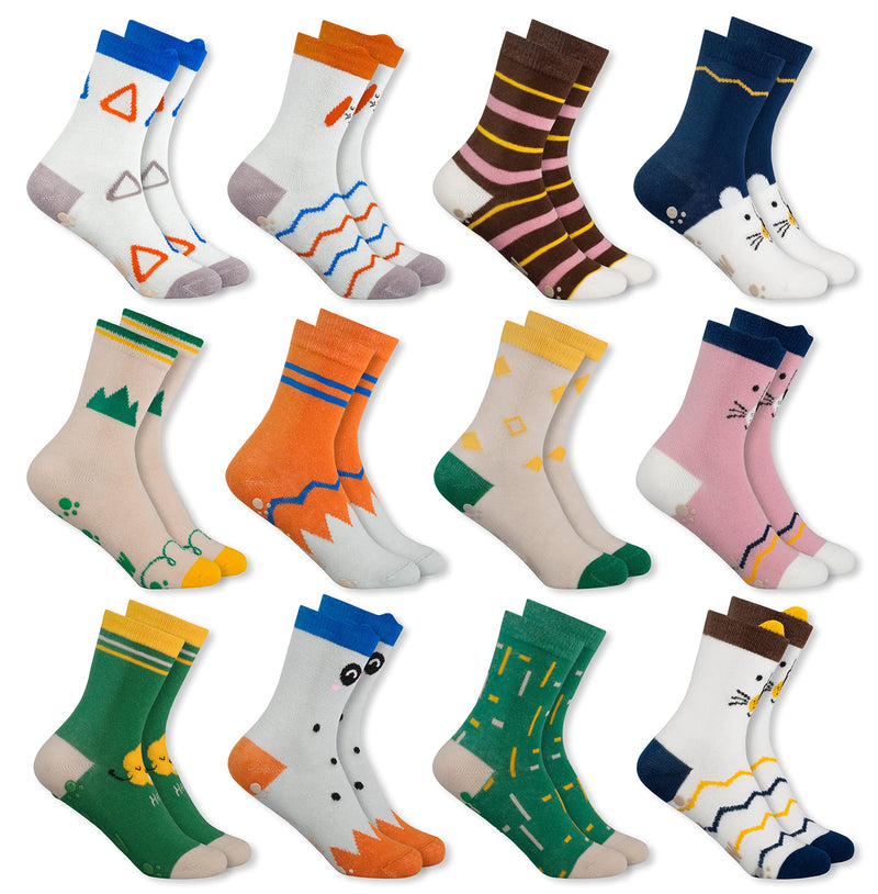 MC.TAM Jungen Mädchen Herren Damen Kinder Unisex Bunte Socken 12 Paar 90% Baumwolle