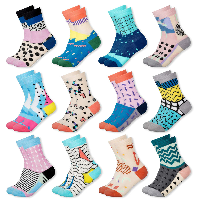 MC.TAM Jungen Mädchen Herren Damen Kinder Unisex Bunte Socken 12 Paar 90% Baumwolle