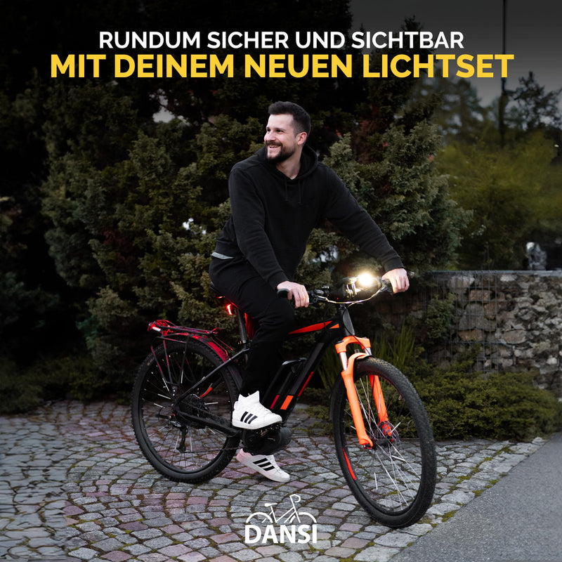 DANSI Fahrradleuchten-Set StVZO I LED-Fahrradlicht I Rad-Licht hell vorne