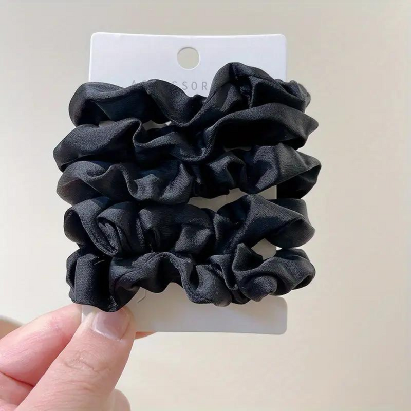 5 Stück Weiches Seidenimitat Haarband - schwarz